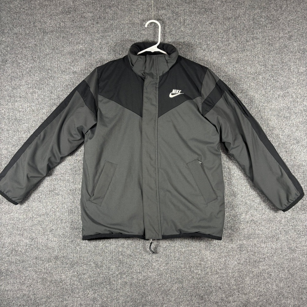 Nike Windrunner Reversible Jacket Youth XL Gray Black Sherpa Fleece Full Zip